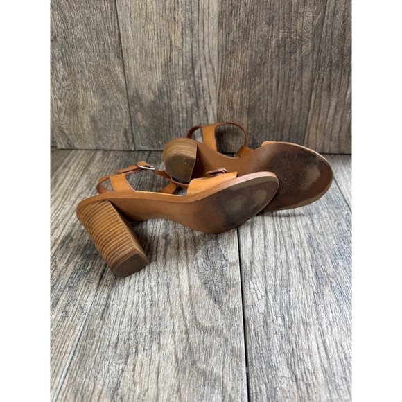 Madewell Loren Leather Ankle Strappy Heeled Sandals Minimalist Tan Womens Sz 8.5 - Picture 8 of 9